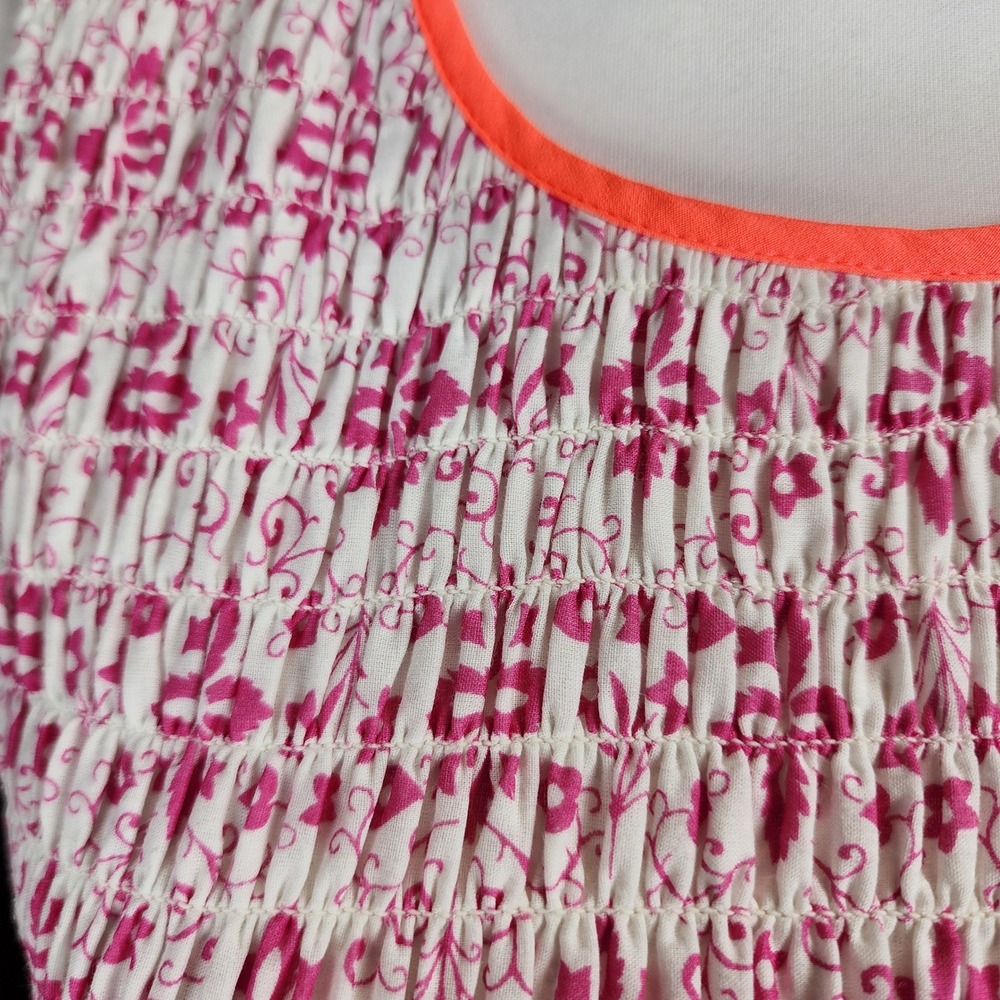 Boden Maxi Dress Womens 10 Pink White Floral Smocked Cotton Cottage Casual Boho - Picture 11 of 11